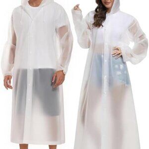 Extra Long Rain Poncho EVA Waterproof Rain Coat Unisex Drawstring Hood